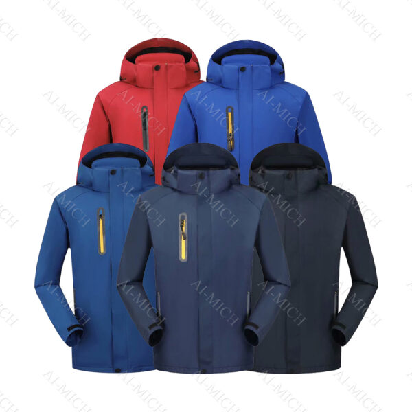 AI-MICH Custom Logo Soft Shell Hood Male Winter Outdoor Jacket Coat Waterproof Jacket Multi -Function Set 100 % Polyester - Image 3