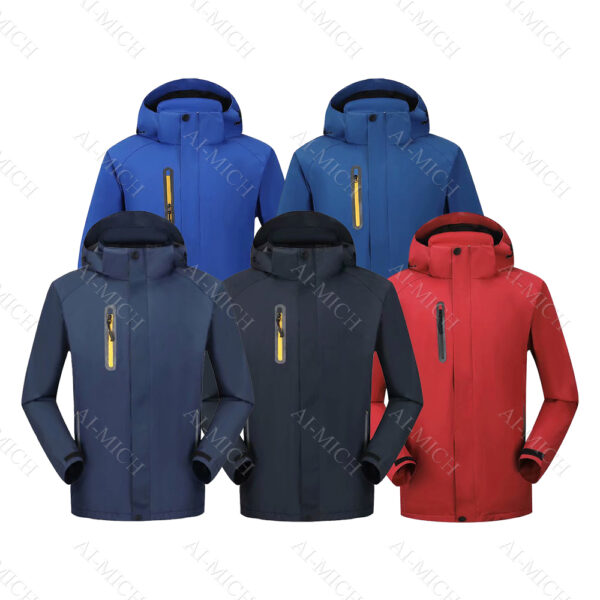 AI-MICH Custom Logo Soft Shell Hood Male Winter Outdoor Jacket Coat Waterproof Jacket Multi -Function Set 100 % Polyester - Image 5