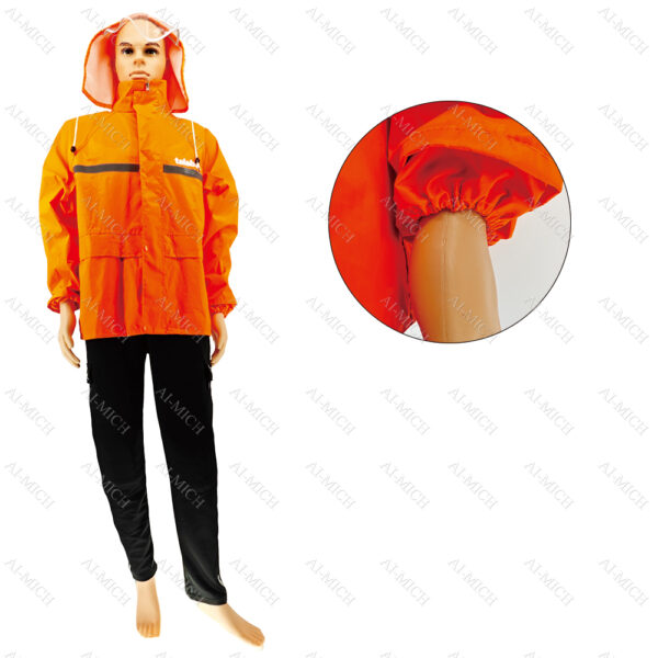 AI-MICH Custom High Visibility Reflective Safety Outdoor Riding Split Raincoat Rain Pants Suit Talabat Raincoat Set - Image 4