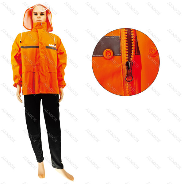 AI-MICH Custom High Visibility Reflective Safety Outdoor Riding Split Raincoat Rain Pants Suit Talabat Raincoat Set - Image 5