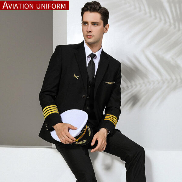 AI-MICH Airline Pilot's Uniform Suit Captain Less Empty Coat Man Annual Meeting Dress Customization Wholesale Unique - Image 3