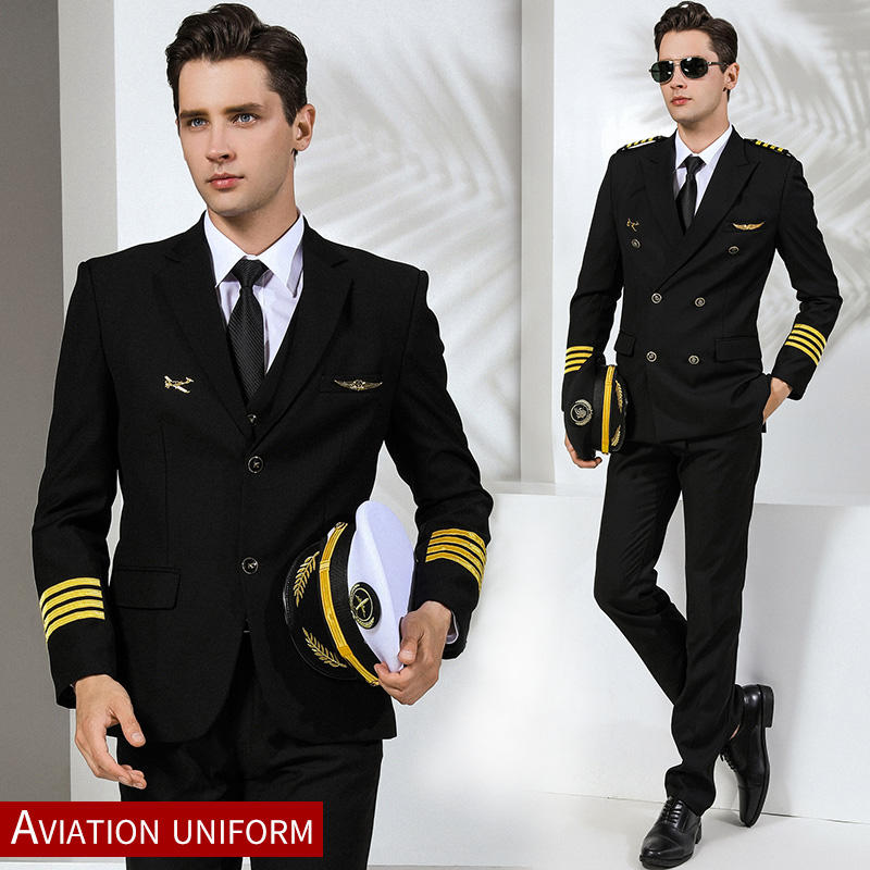 AI-MICH Airline Pilot's Uniform Suit Captain Less Empty Coat Man Annual ...