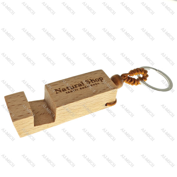 AI-MICH Wooden Phone Holder With Key Chain Mobile Phone Stand Keychain Custom ogo Mobile Phone Holders Mobile Phone Holder Keychain