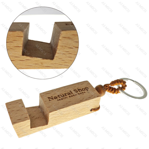 AI-MICH Wooden Phone Holder With Key Chain Mobile Phone Stand Keychain Custom ogo Mobile Phone Holders Mobile Phone Holder Keychain - Image 5