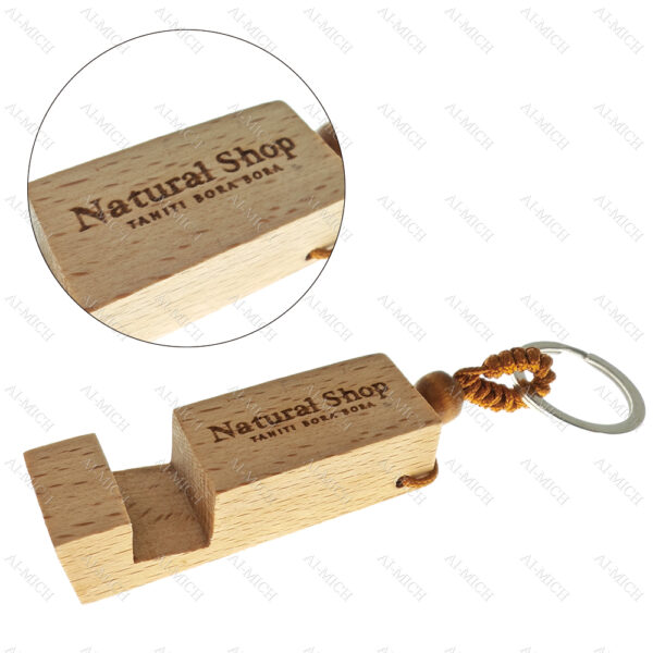 AI-MICH Wooden Phone Holder With Key Chain Mobile Phone Stand Keychain Custom ogo Mobile Phone Holders Mobile Phone Holder Keychain - Image 6