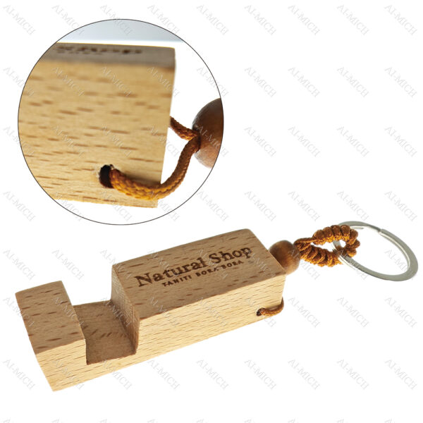 AI-MICH Wooden Phone Holder With Key Chain Mobile Phone Stand Keychain Custom ogo Mobile Phone Holders Mobile Phone Holder Keychain - Image 7