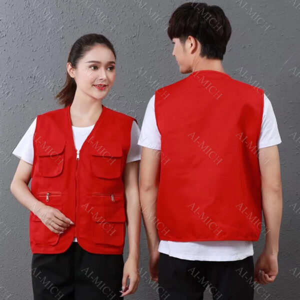 AI-MICH Reflective Vest Multi-Pocket Jacket Wear Double Deck Doorman Uniform Custom Printed Logo Durable Summertime Zipper - Image 2