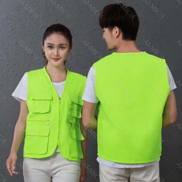 AI-MICH Reflective Vest Multi-Pocket Jacket Wear Double Deck Doorman Uniform Custom Printed Logo Durable Summertime Zipper - Image 4