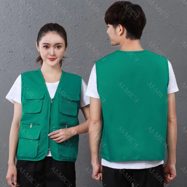 AI-MICH Reflective Vest Multi-Pocket Jacket Wear Double Deck Doorman Uniform Custom Printed Logo Durable Summertime Zipper - Image 5