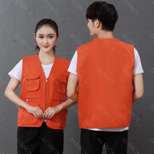 AI-MICH Reflective Vest Multi-Pocket Jacket Wear Double Deck Doorman Uniform Custom Printed Logo Durable Summertime Zipper - Image 7