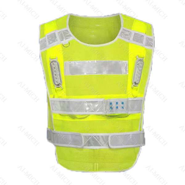 AI-MICH Security Work Reflective Vest Print the Logo Multiple Pockets Safety Uniforms Button Thickened Vest Quick Drying