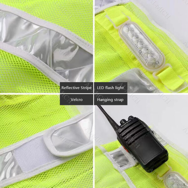 AI-MICH Security Work Reflective Vest Print the Logo Multiple Pockets Safety Uniforms Button Thickened Vest Quick Drying - Image 6